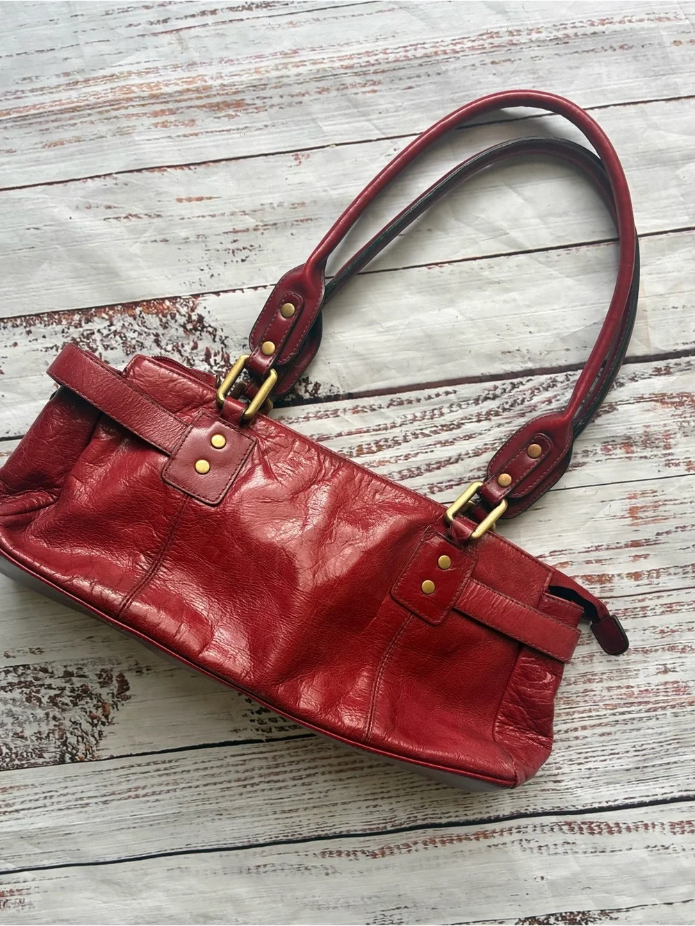 Worthington Classic Red Leather Shoulder Bag - Stylish Everyday Carry